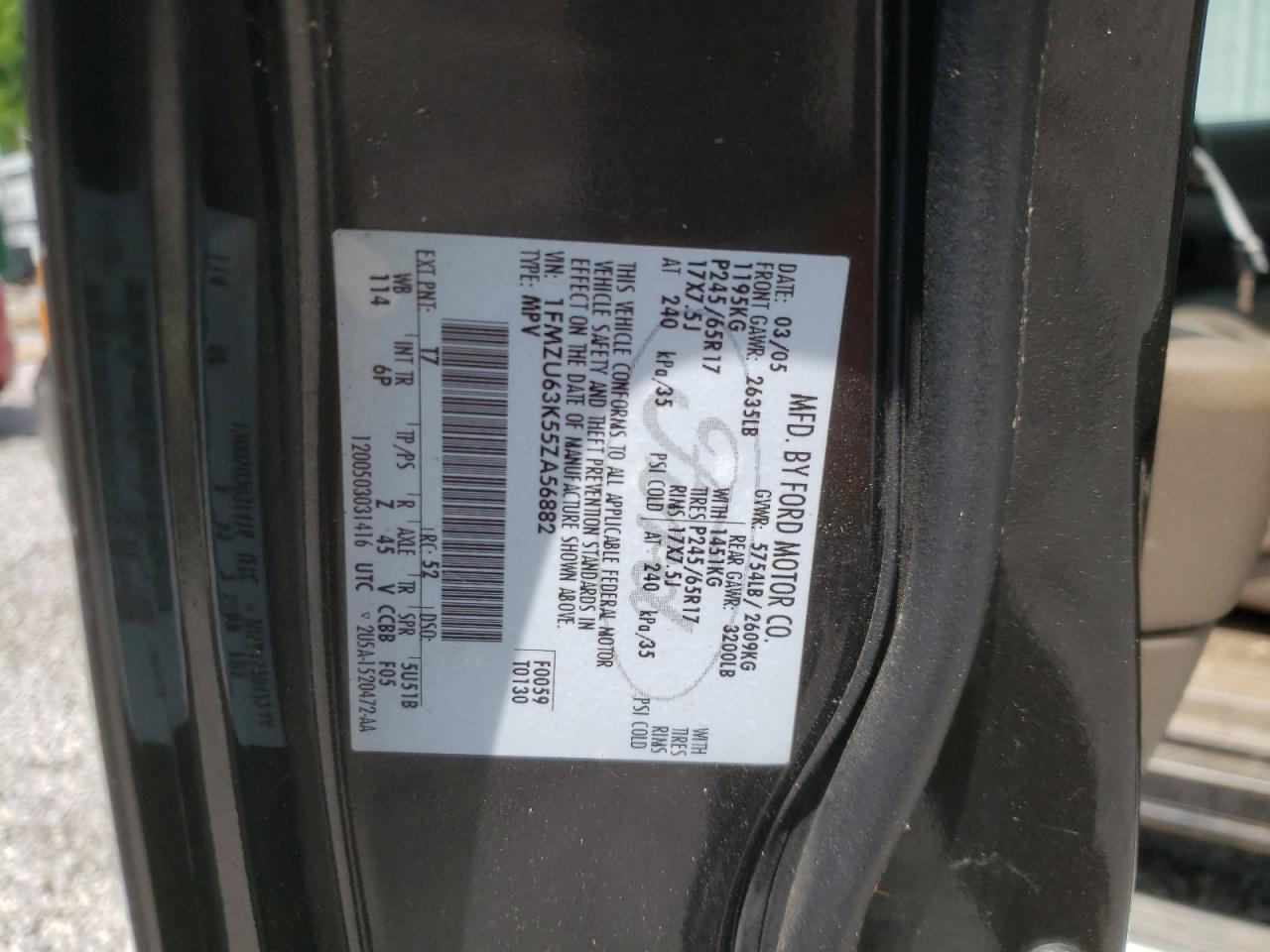 1FMZU63K55ZA56882 2005 Ford Explorer Xlt