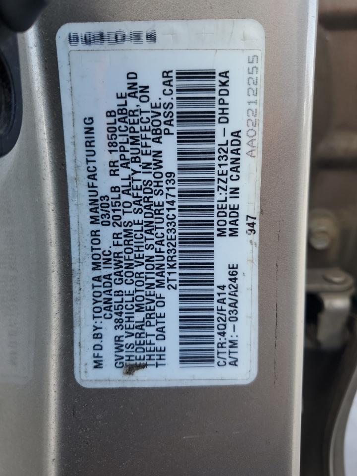 2T1KR32E33C147139 2003 Toyota Corolla Matrix Xr