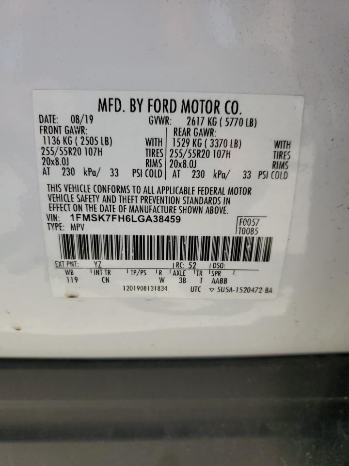 1FMSK7FH6LGA38459 2020 Ford Explorer Limited