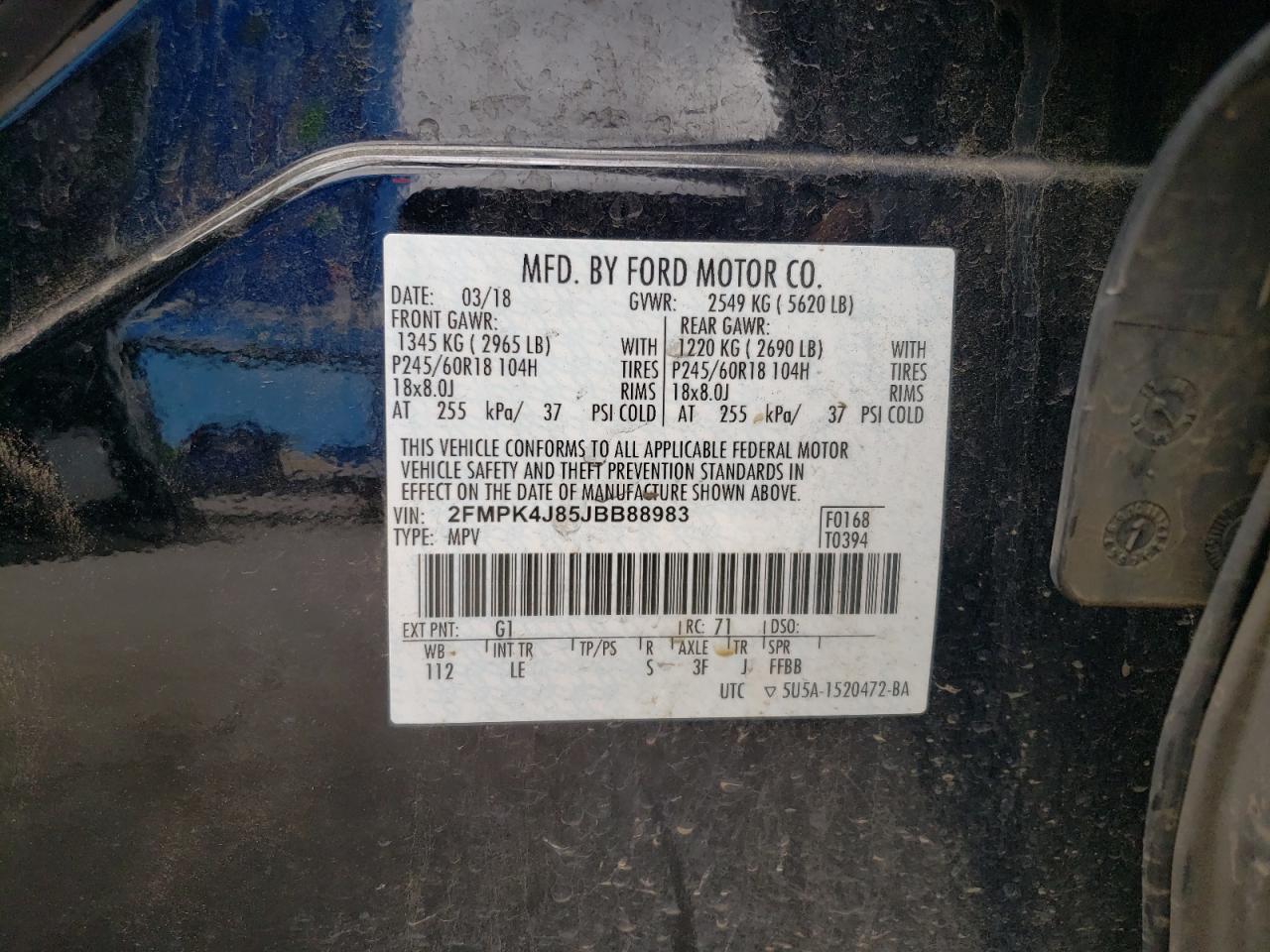 2FMPK4J85JBB88983 2018 Ford Edge Sel