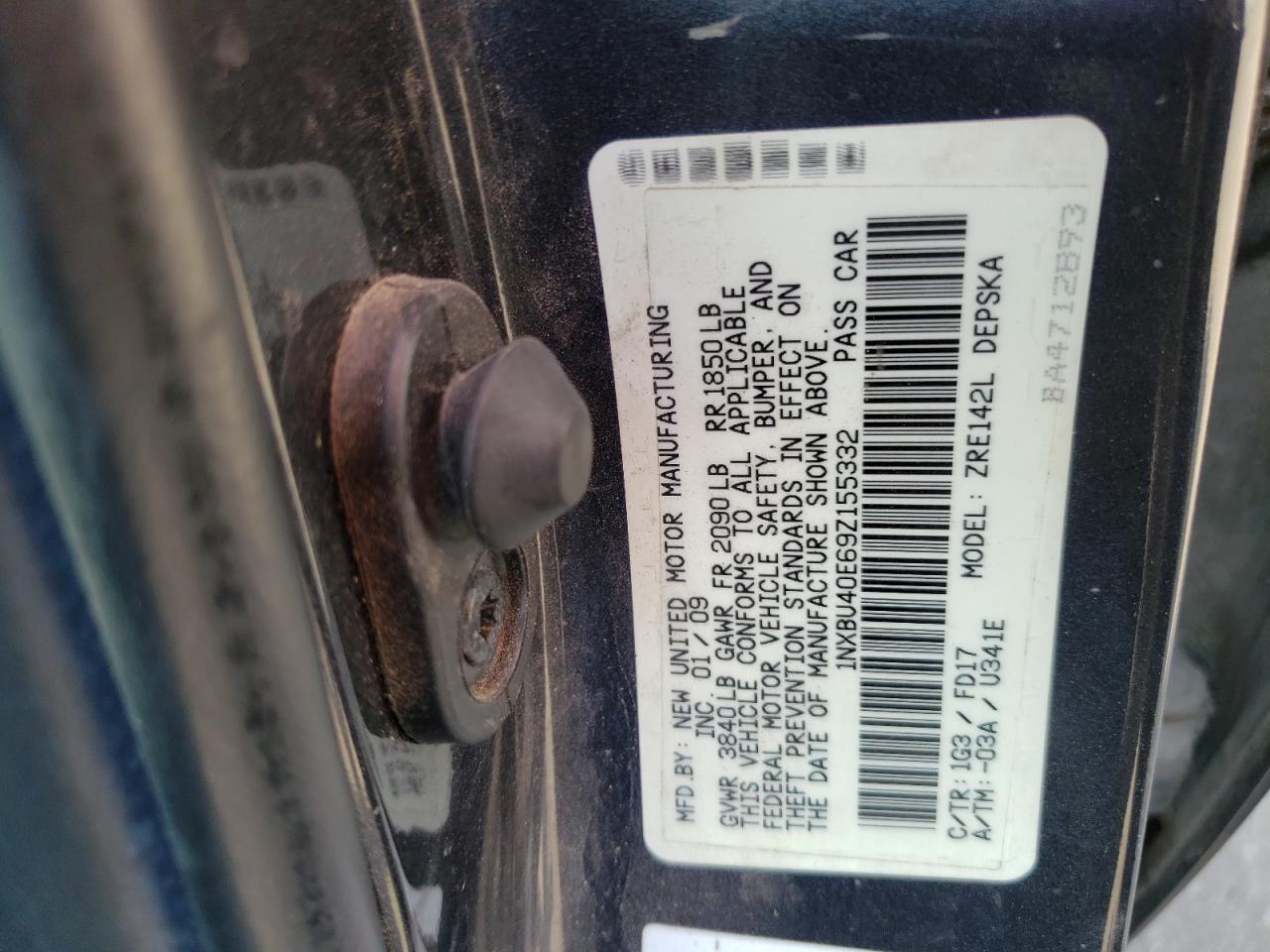 1NXBU40E69Z155332 2009 Toyota Corolla Base