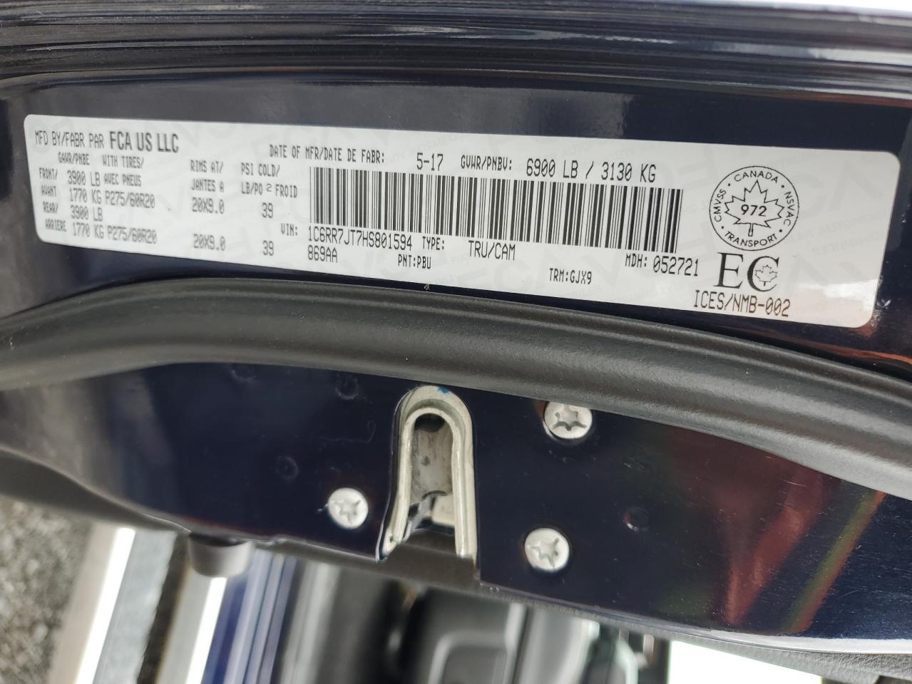 1C6RR7JT7HS801594 2017 Ram 1500 Laramie