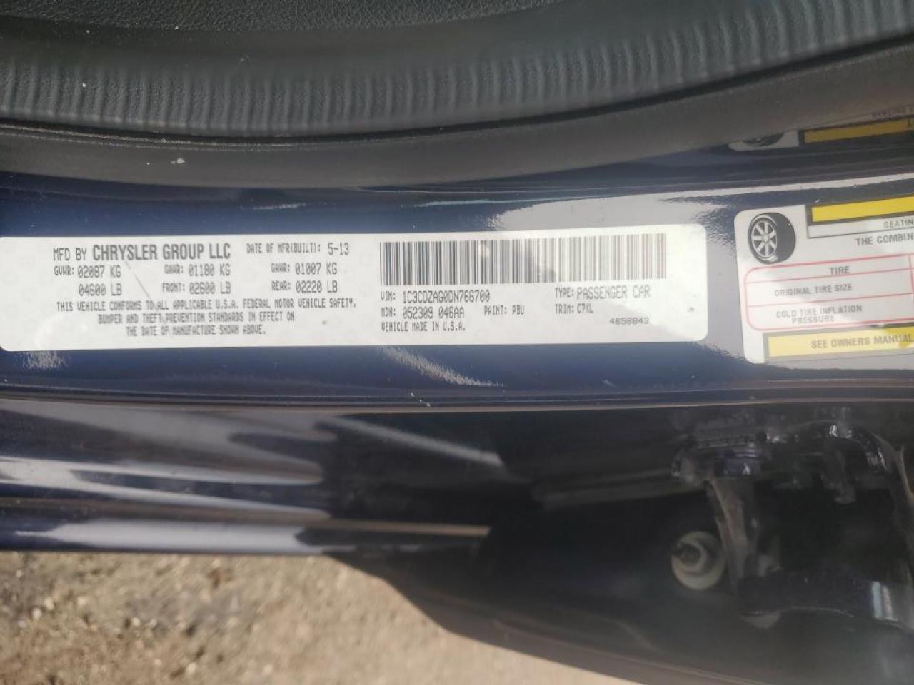 1C3CDZAG0DN766700 2013 Dodge Avenger Se