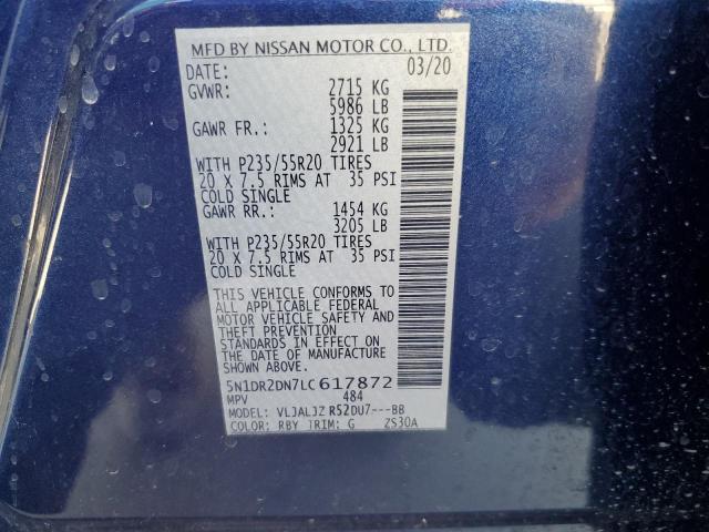 2020 Nissan Pathfinder Platinum VIN: 5N1DR2DN7LC617872 Lot: 57693344