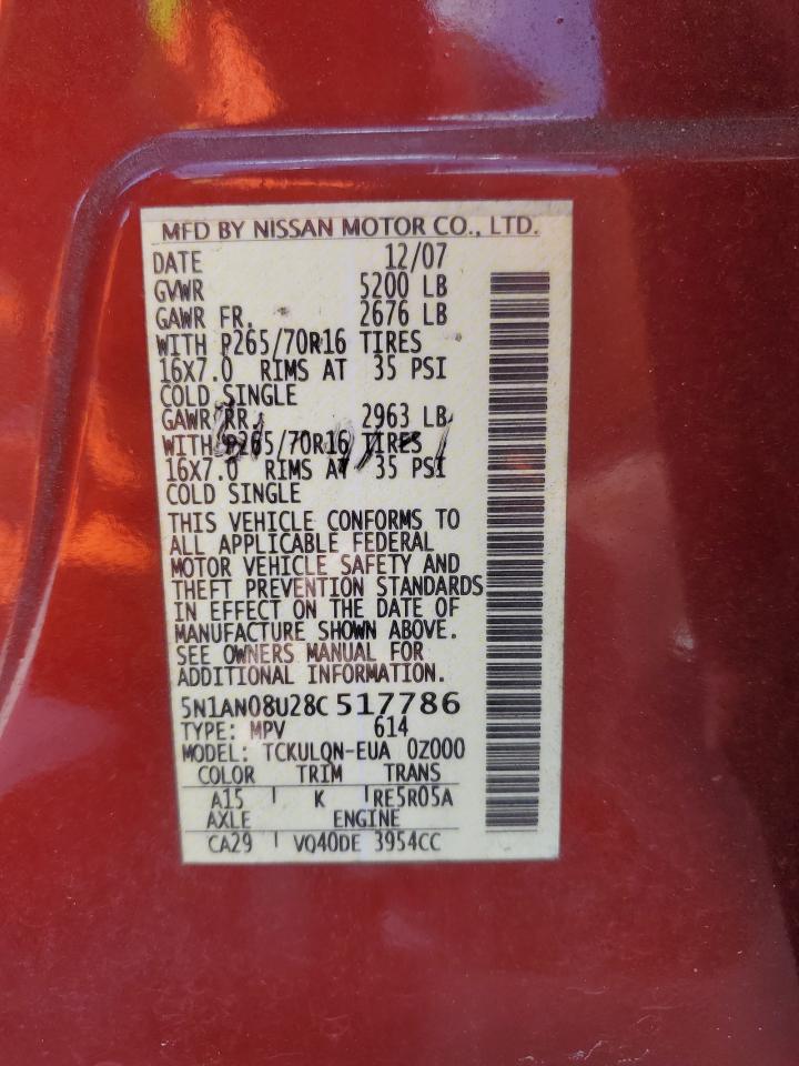 5N1AN08U28C517786 2008 Nissan Xterra Off Road
