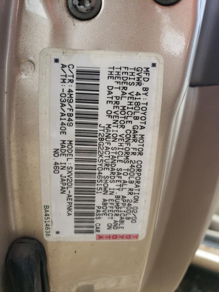 JT2BG22K5Y0465151 2000 Toyota Camry Ce
