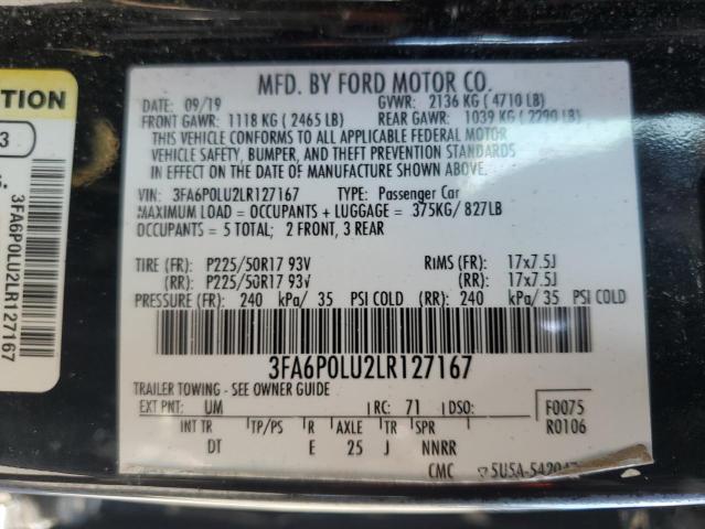 VIN 3FA6P0LU2LR127167 2020 Ford Fusion, SE no.12