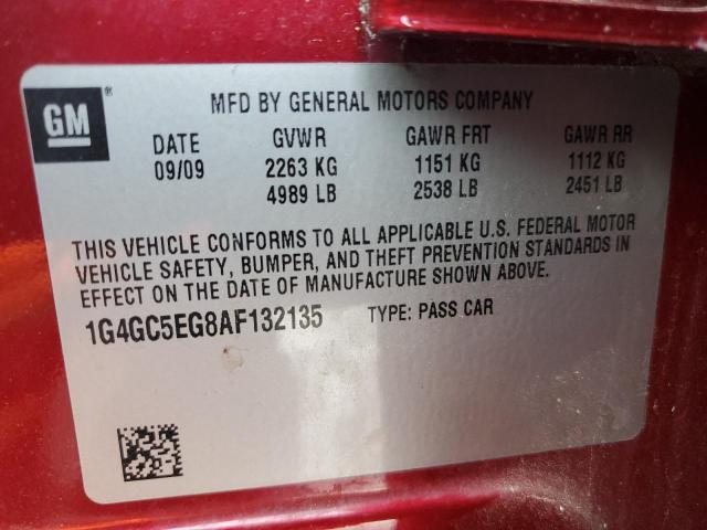 2010 Buick Lacrosse Cxl VIN: 1G4GC5EG8AF132135 Lot: 59445324