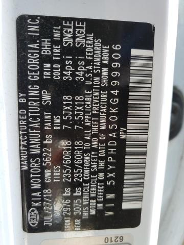 2019 KIA SORENTO EX - 5XYPHDA50KG499906