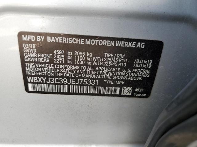 VIN WBXYJ3C39JEJ75331 2018 BMW X2, Sdrive28I no.12