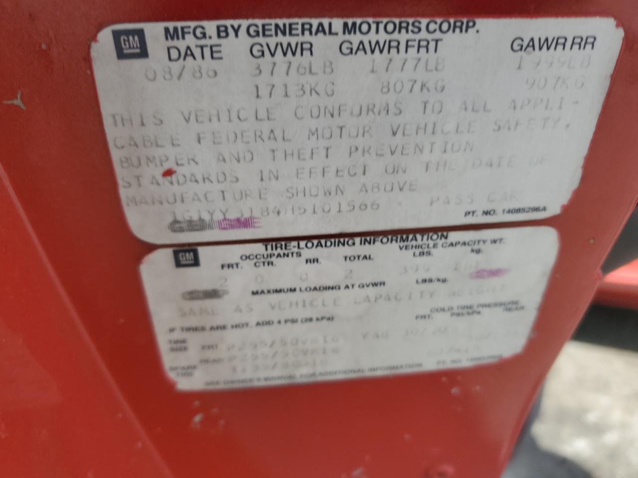 1G1YY3184H5101566 1987 Chevrolet Corvette