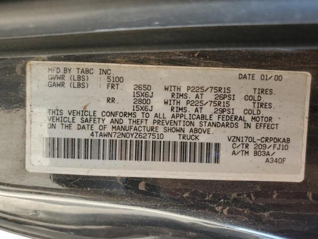 2000 Toyota Tacoma Xtracab VIN: 4TAWN72N0YZ627510 Lot: 60451604