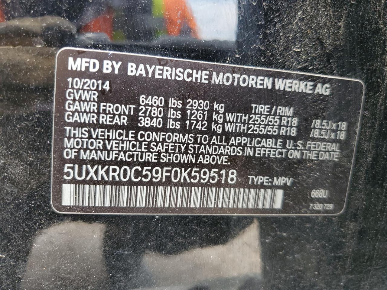 5UXKR0C59F0K59518 2015 BMW X5 xDrive35I