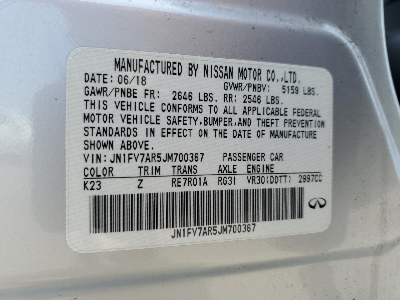 JN1FV7AR5JM700367 2018 Infiniti Q50 Red Sport 400