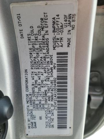 2001 Toyota Highlander VIN: JTEHF21AX10034982 Lot: 59893374