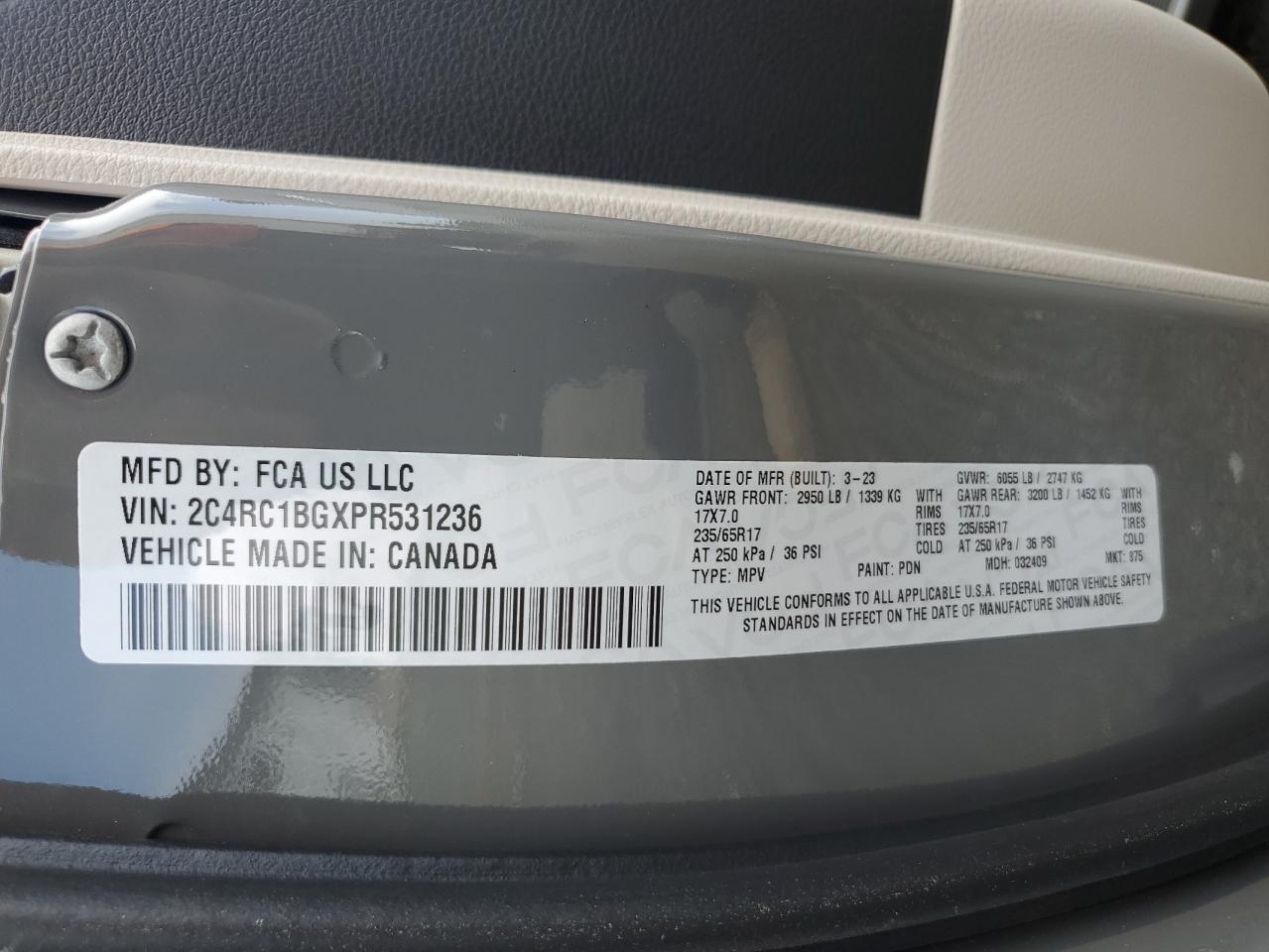 2C4RC1BGXPR531236 2023 Chrysler Pacifica Touring L