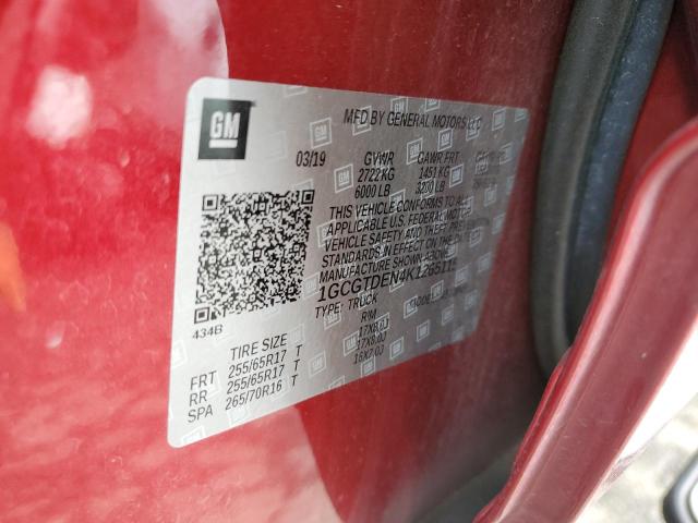 2019 Chevrolet Colorado Z71 VIN: 1GCGTDEN4K1265115 Lot: 57138174