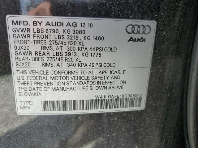 2011 Audi Q7 Premium Plus VIN: WA1LGAFE1BD005943 Lot: 61059484