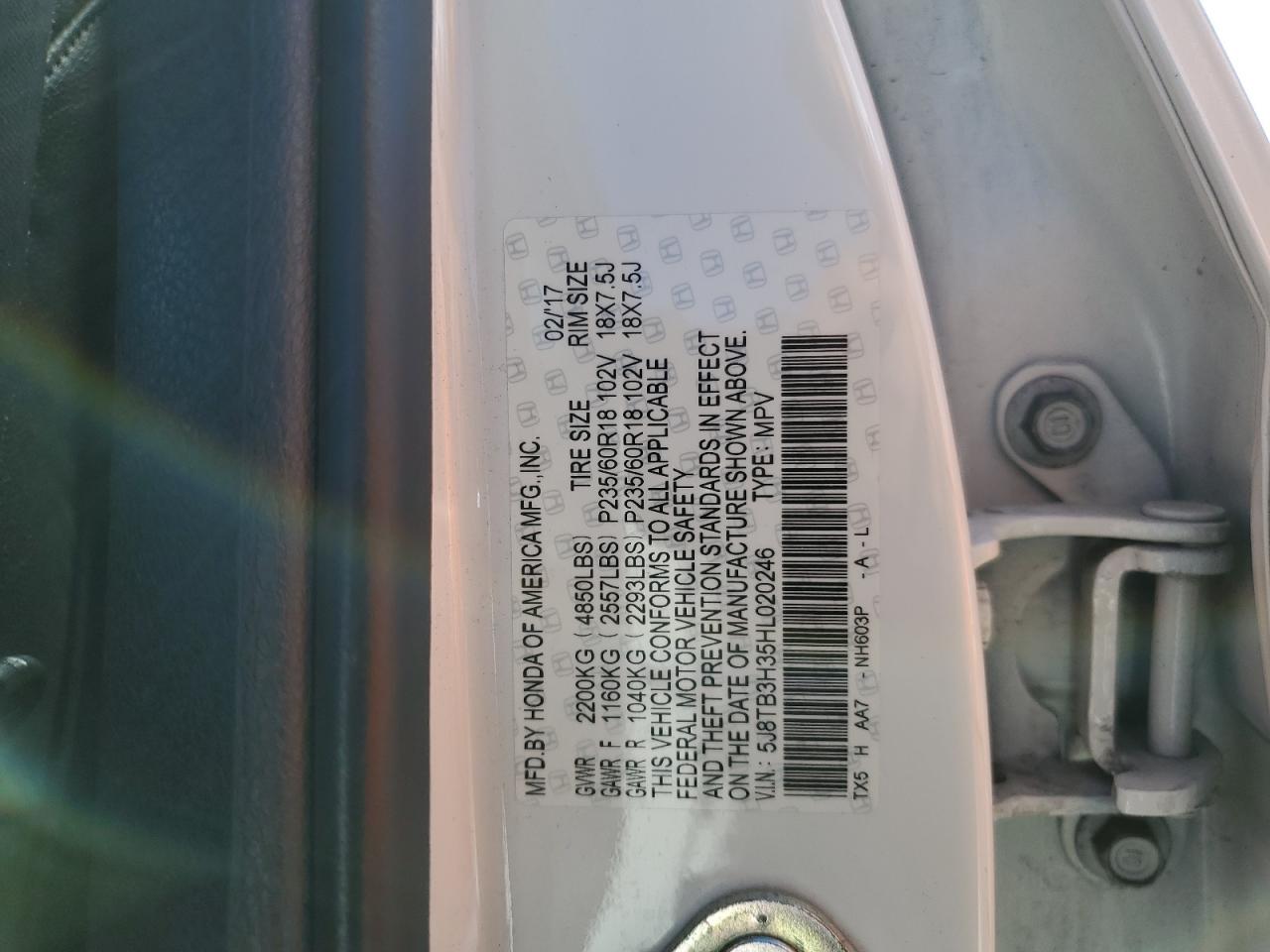 5J8TB3H35HL020246 2017 Acura Rdx