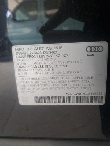 2016 Audi Q5 Premium VIN: WA1C2AFP4GA145753 Lot: 59084534