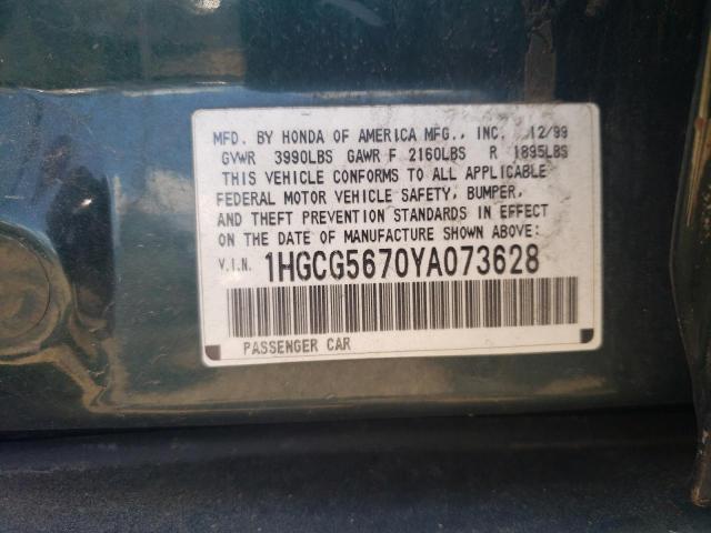 1HGCG5670YA073628 2000 Honda Accord Se