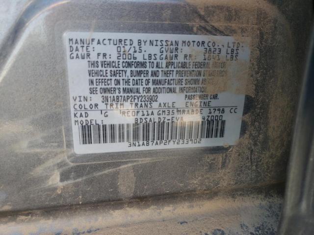 2015 Nissan Sentra S VIN: 3N1AB7AP2FY233902 Lot: 58894364