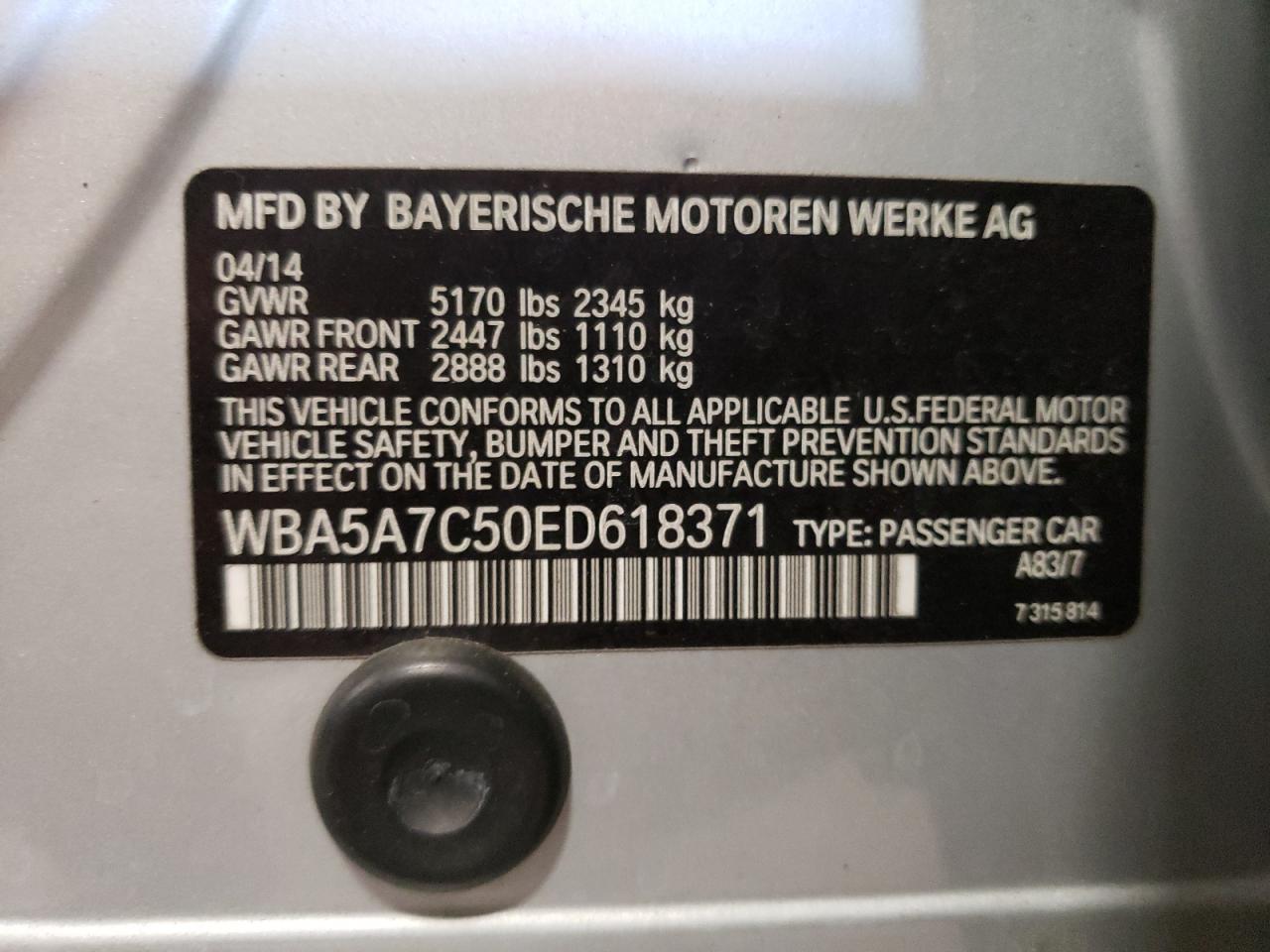 WBA5A7C50ED618371 2014 BMW 528 Xi