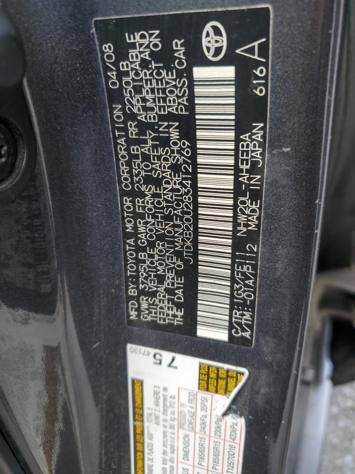 JTDKB20U283412769 2008 Toyota Prius