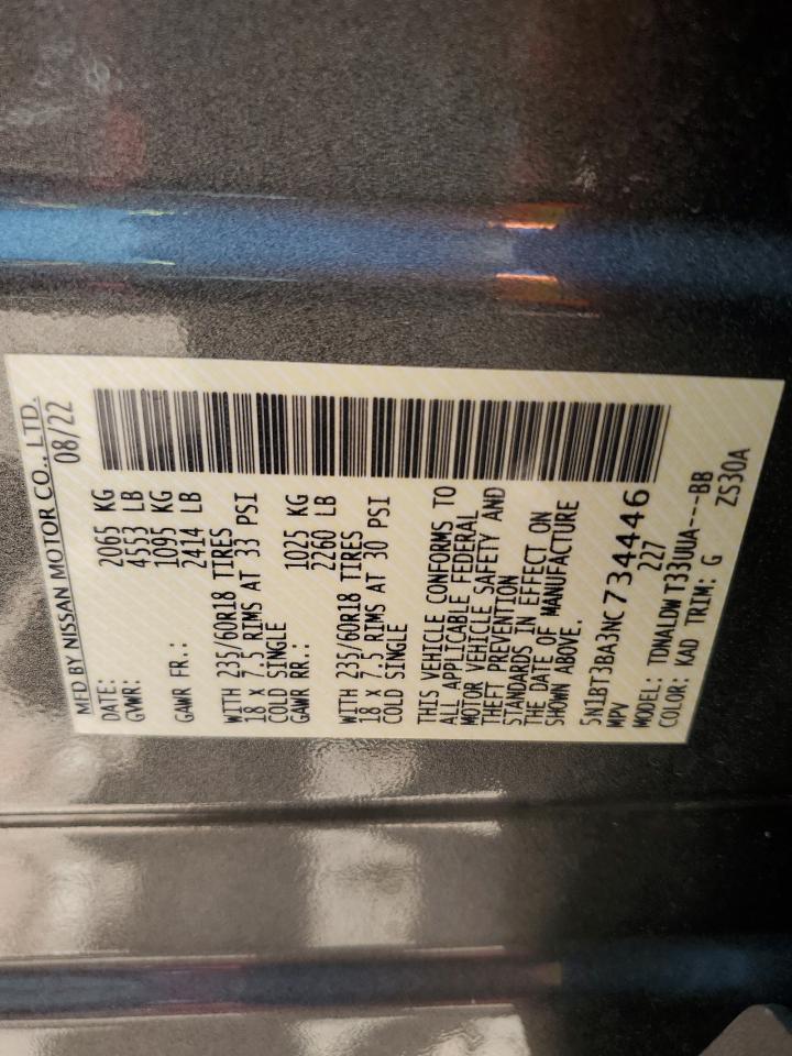 5N1BT3BA3NC734446 2022 Nissan Rogue Sv