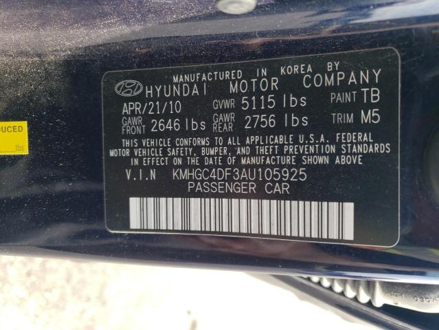 2010 Hyundai Genesis 4.6L VIN: KMHGC4DF3AU105925 Lot: 57102704