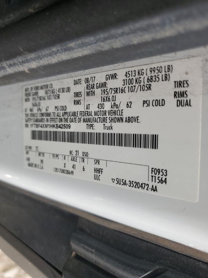 1FTBF4XM1HKB42509 2017 Ford Transit T-350 Hd