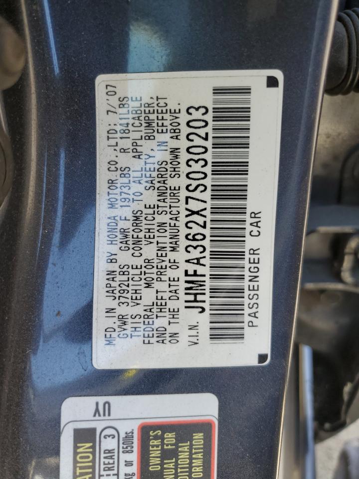 JHMFA362X7S030203 2007 Honda Civic Hybrid