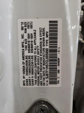 2012 Honda Crosstour Exl VIN: 5J6TF1H57CL005890 Lot: 60028834