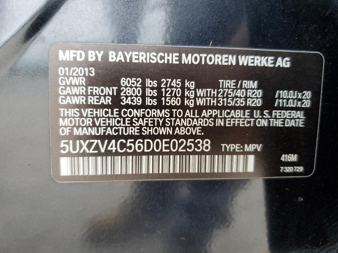 5UXZV4C56D0E02538 2013 BMW X5 xDrive35I