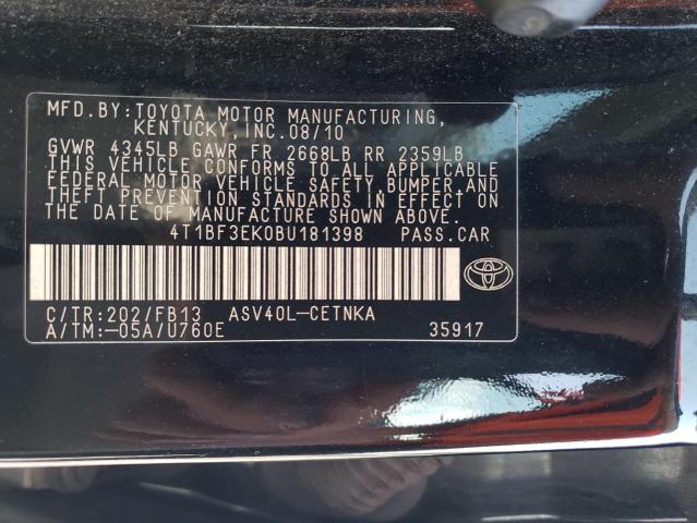 2011 Toyota Camry Base VIN: 4T1BF3EK0BU181398 Lot: 58031684