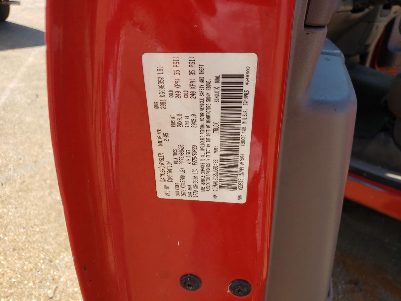 1D7HA16D95J591422 2005 Dodge Ram 1500 St