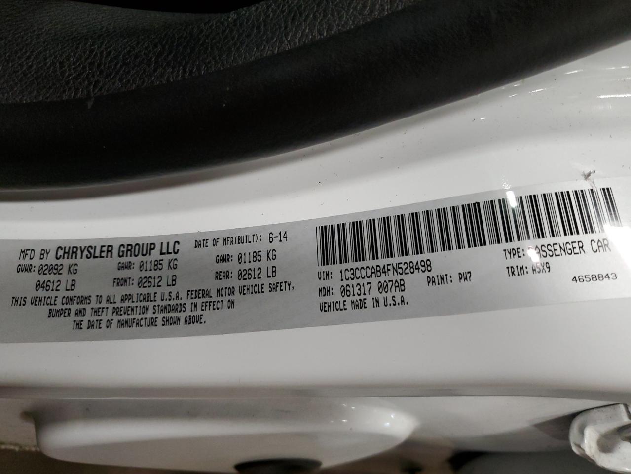 1C3CCCAB4FN528498 2015 Chrysler 200 Limited