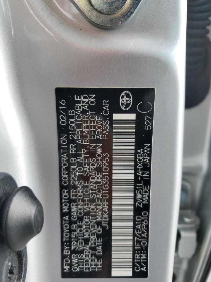 JTDKARFU1G3510953 2016 Toyota Prius