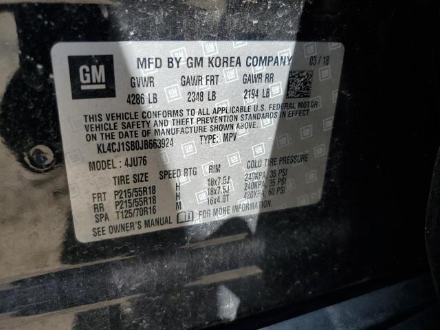 2018 Buick Encore Sport Touring VIN: KL4CJ1SB0JB663924 Lot: 57640524