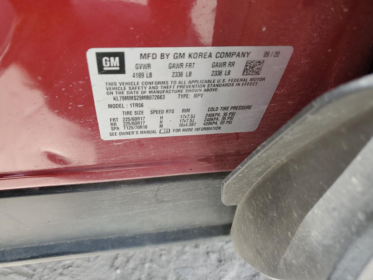 KL79MMS29MB072663 2021 Chevrolet Trailblazer Ls