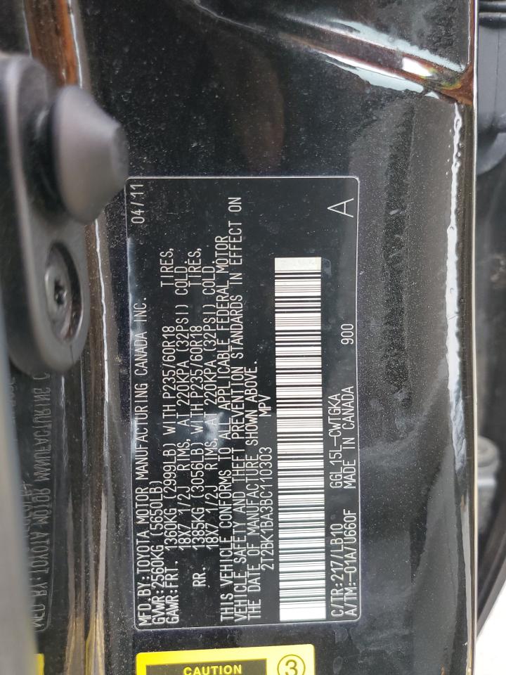 2T2BK1BA3BC110303 2011 Lexus Rx 350