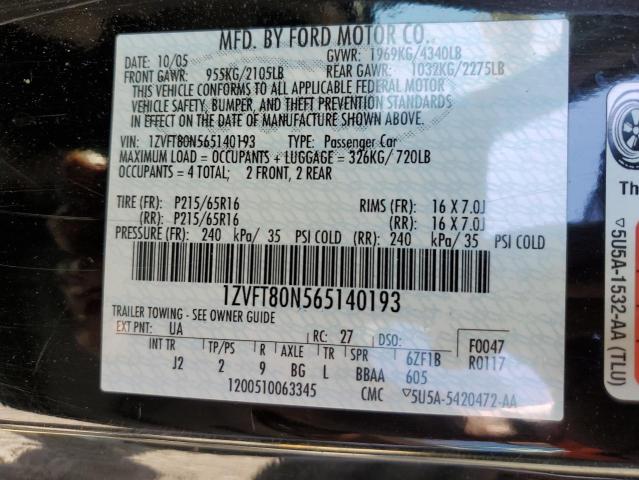 2006 Ford Mustang VIN: 1ZVFT80N565140193 Lot: 58359894