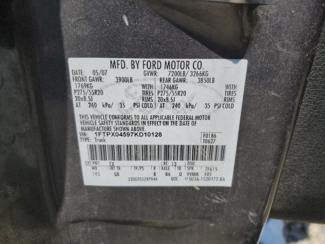 2007 Ford F150 VIN: 1FTPX04597KD10128 Lot: 60736914