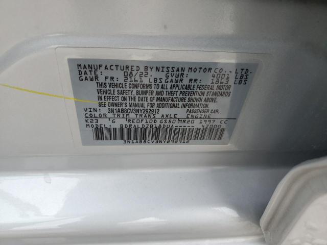 2022 Nissan Sentra Sv VIN: 3N1AB8CV3NY292912 Lot: 58648794