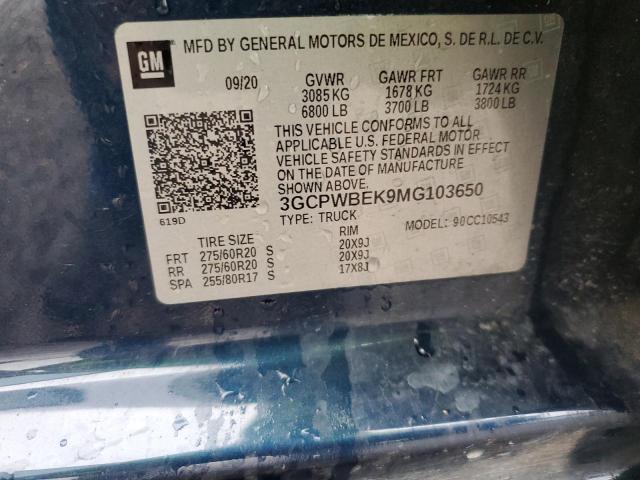 3GCPWBEK9MG103650 Chevrolet All Models SILVERADO 12