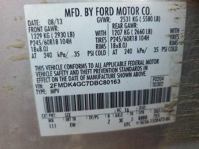 2013 Ford Edge Se VIN: 2FMDK4GC7DBC80163 Lot: 59869384