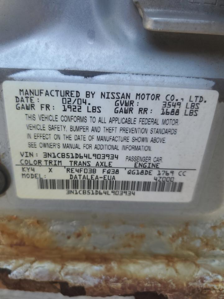 3N1CB51D64L903934 2004 Nissan Sentra 1.8