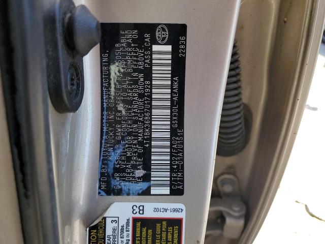 2007 Toyota Avalon Xl VIN: 4T1BK36B67U171928 Lot: 58391514