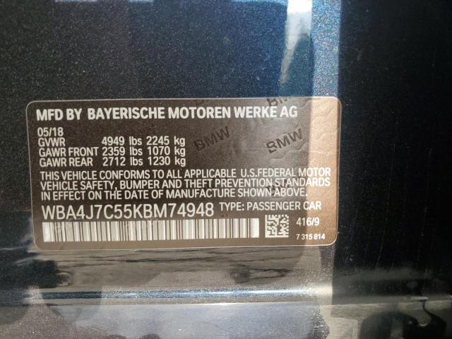 VIN WBA4J7C55KBM74948 2019 BMW 4 Series, 440XI Gran... no.12