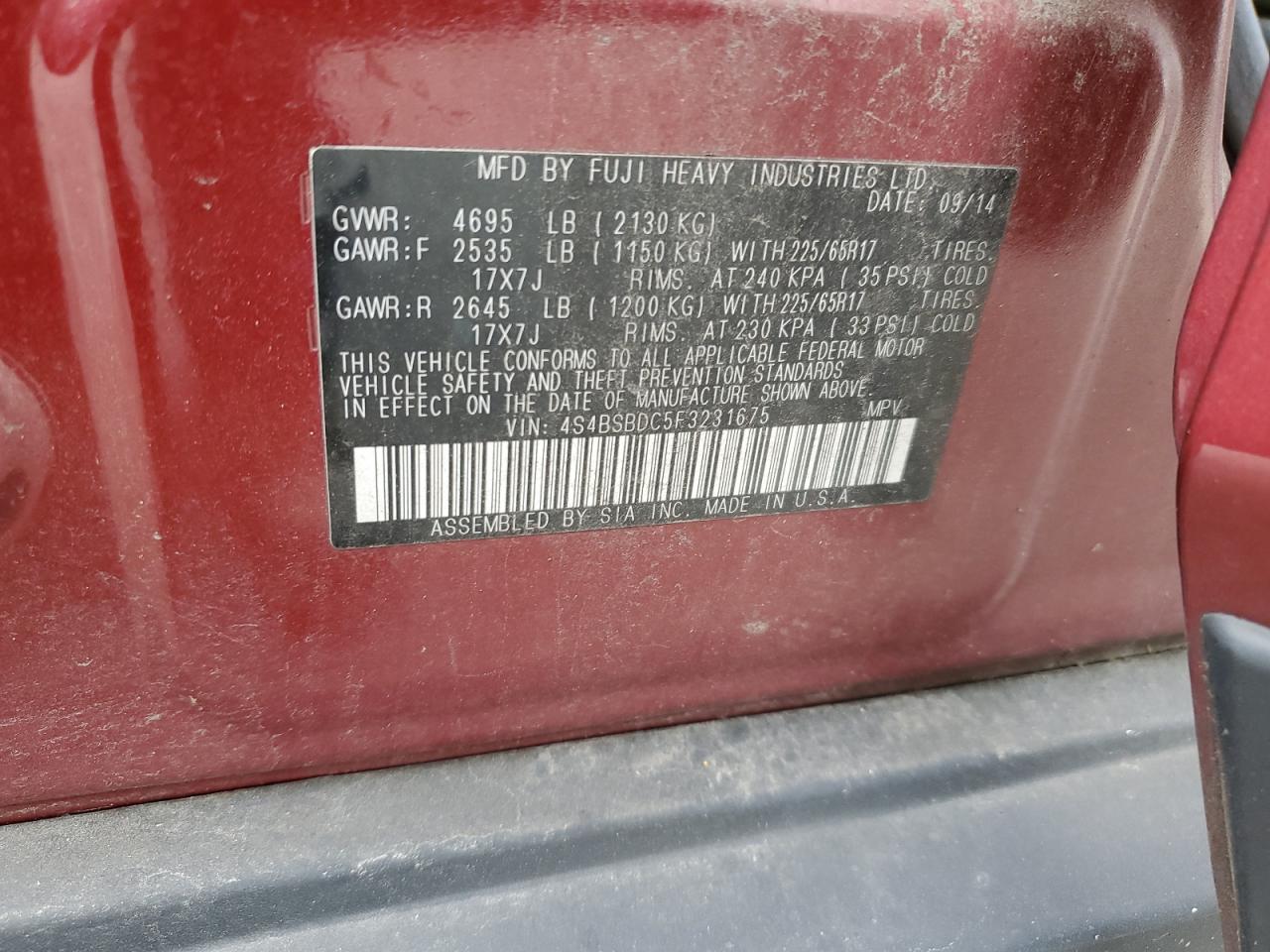 4S4BSBDC5F3231675 2015 Subaru Outback 2.5I Premium